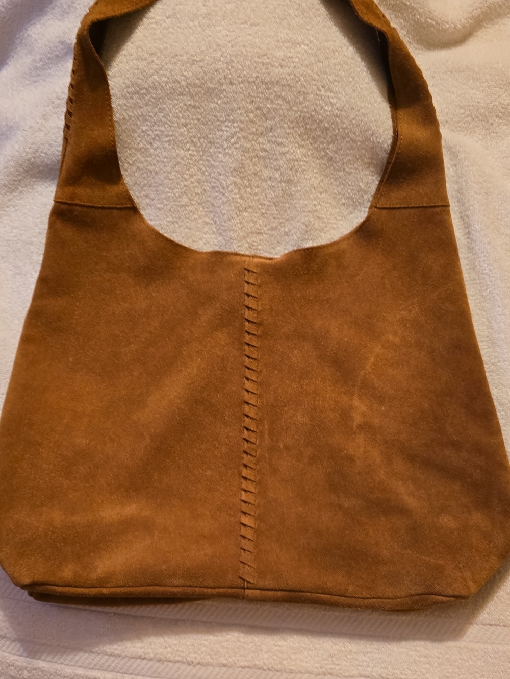 Haute Hippie Festival Suede Hobo Bag Brown Tan Whipstitch Slouchy With Pouch - Picture 4 of 16